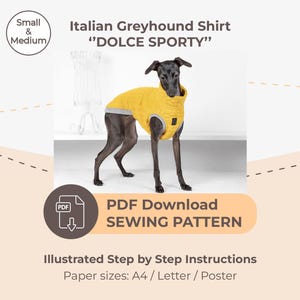 DESCARGAR PATRÓN DE COSTURA / Camisa Galgo Italiano - tallas Pequeña y Mediana / Tamaños de papel: A4 - Carta - Póster