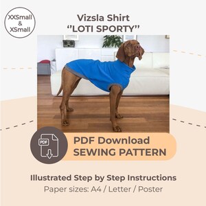 DESCARGAR PATRÓN DE COSTURA / Camisa Vizsla - tallas XXSmall y XSmall / Tamaños de papel: A4 - Carta - Póster