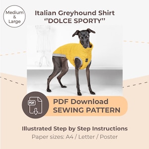DESCARGAR PATRÓN DE COSTURA / Camisa Galgo Italiano - tallas Mediana y Grande / Tamaños de papel: A4 - Carta - Póster