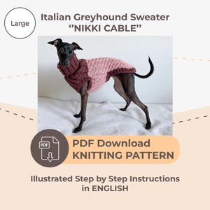 DOWNLOAD KNITTING PATTERN / Italian Greyhound Sweater - Single Size - Large