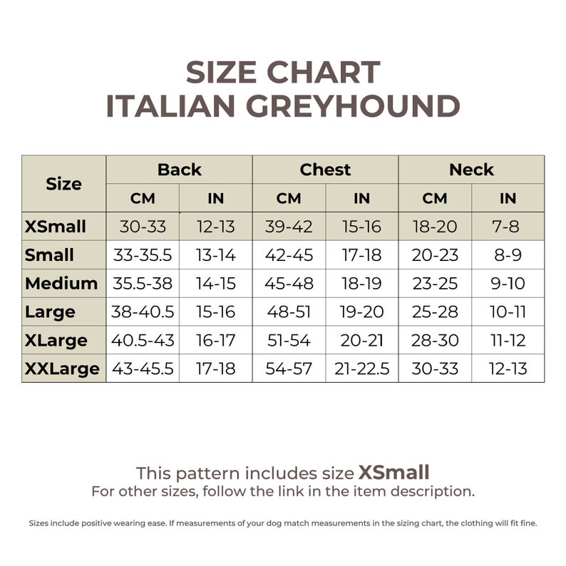 DOWNLOAD SEWING PATTERN / Italian Greyhound Pajamas Single Size XSmall / Paper sizes: A4 Letter Poster image 6