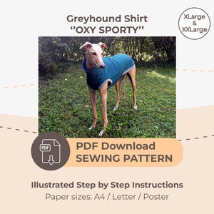 DOWNLOAD SEWING PATTERN / Greyhound Shirt sizes XLarge and XXLarge / Paper sizes: A4 Letter Poster image 1