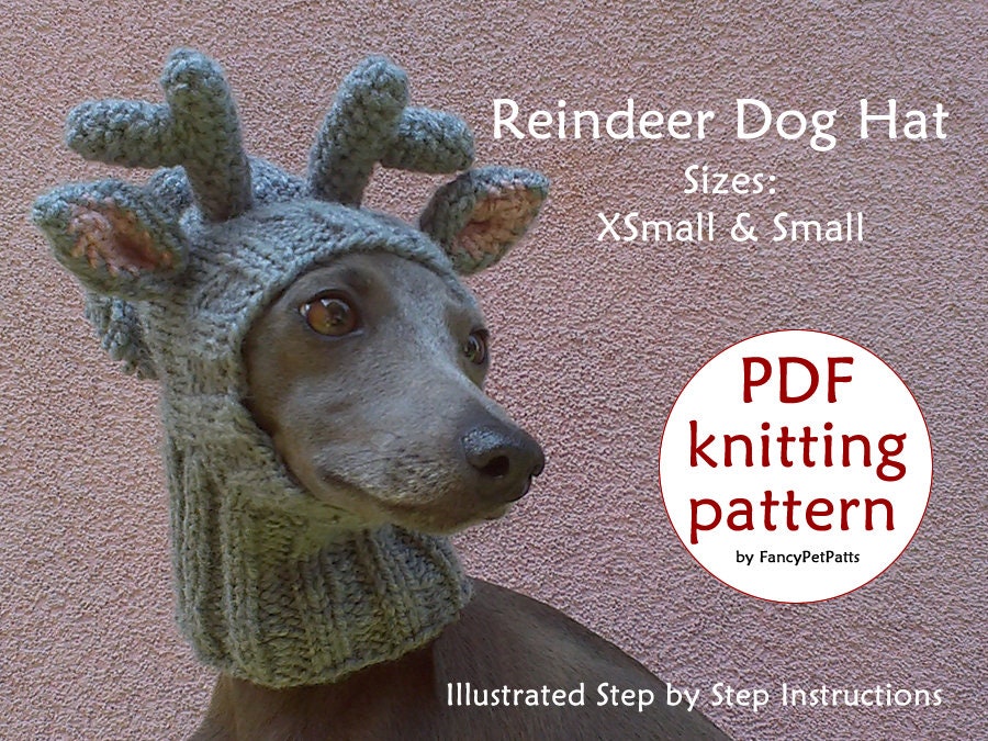 Reindeer Dog Hat Knitting PATTERN / Christmas Dog Hat Knitting Etsy