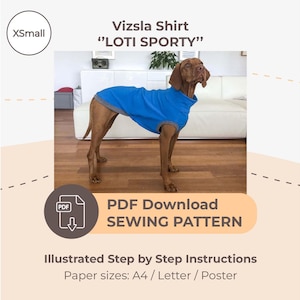 DESCARGAR PATRÓN DE COSTURA / Camisa Vizsla - Talla única XSmall / Tamaños de papel: A4 - Carta - Póster