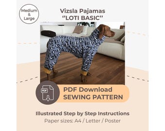 Schnittmuster für einen Vizsla-Pyjama – Größen Medium und Large (PDF-Download)