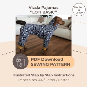 DOWNLOAD SEWING PATTERN / Vizsla Pajamas sizes Medium and Large / Paper sizes: A4 Letter Poster image 1