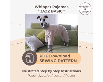 DOWNLOAD SEWING PATTERN / Whippet Pajamas - sizes Medium and Large / Paper sizes: A4 - Letter – Poster