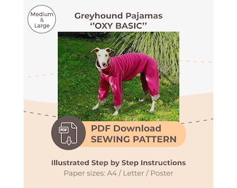 DOWNLOAD SEWING PATTERN / Greyhound Pajamas – sizes Medium and Large / Paper sizes: A4 - Letter – Poster