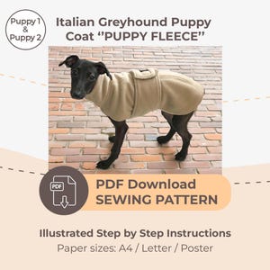 Italian Greyhound Puppy Coat Sewing Pattern – Sizes Puppy 1 and Puppy 2 (PDF Download)