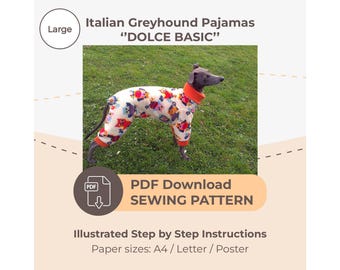 Italian Greyhound Pajamas Sewing Pattern – Size Large (PDF Download)
