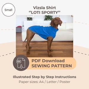 DESCARGAR PATRÓN DE COSTURA / Camisa Vizsla - Talla única pequeña / Tamaños de papel: A4 - Carta - Póster