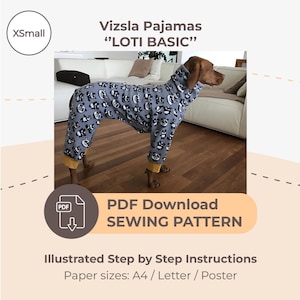 DESCARGAR PATRÓN DE COSTURA / Pijama Vizsla – Talla Única XSmall / Tamaños de papel: A4 - Carta - Póster