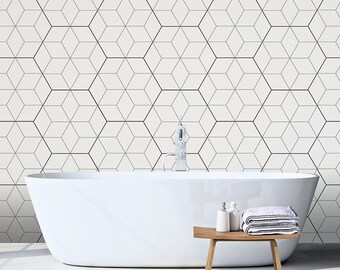 Leaf Inspired Geometric Wallpaper Removable Mosaic Tile Etsy