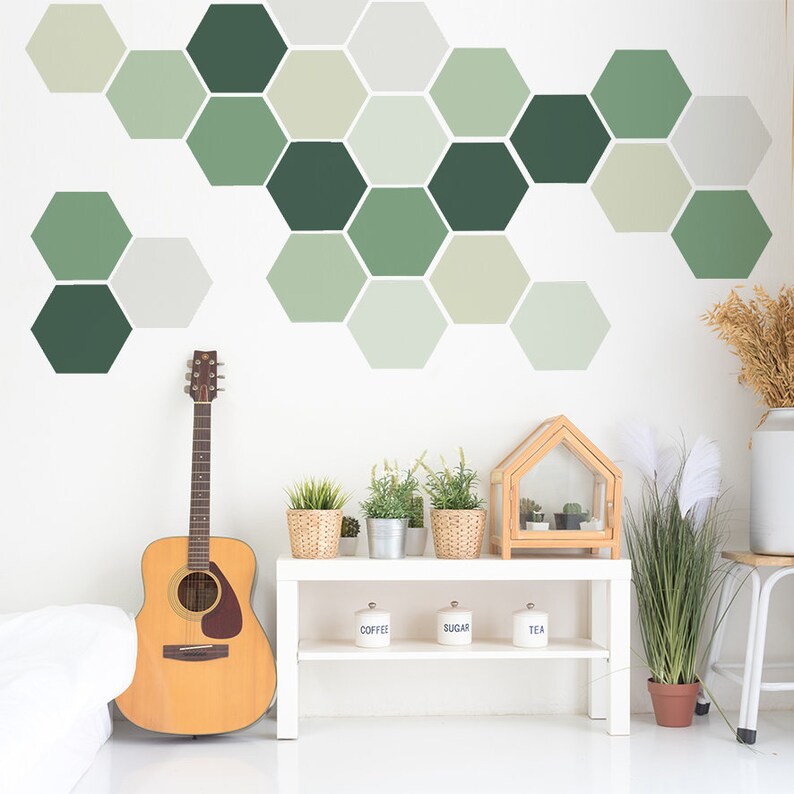 Removable Wall Decal 8 Hexagon Stickers per pack Etsy