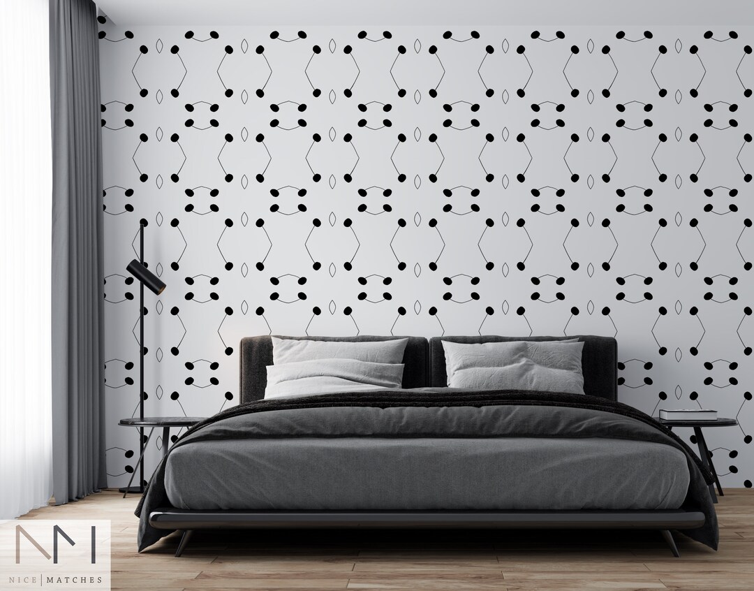 Black and White Wallpaper for Bedroom or Office Decoration. - Etsy