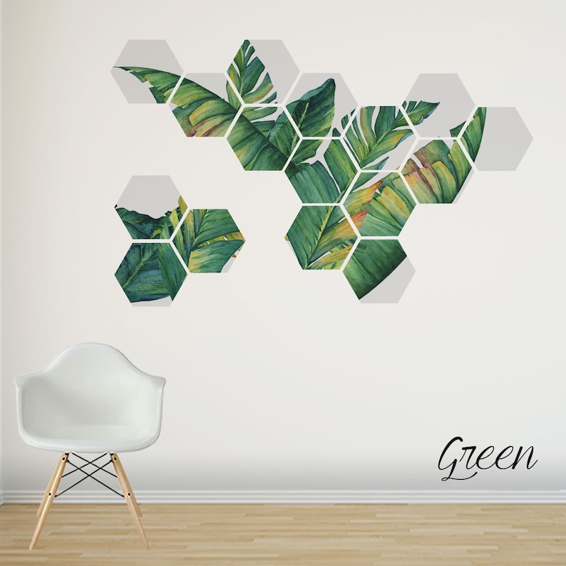 Banana Leaves Art Tropical Wall Decal Removable Wall Stickers Birthday present for family and friends