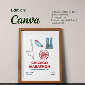 Chicago Marathon personalisiertes Laufposter - Laufsport, Marathon Geschenk, HalbMarathon Geschenk, Marathonläufer
