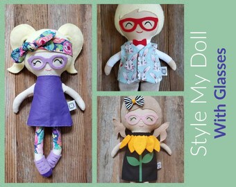soft doll with glasses