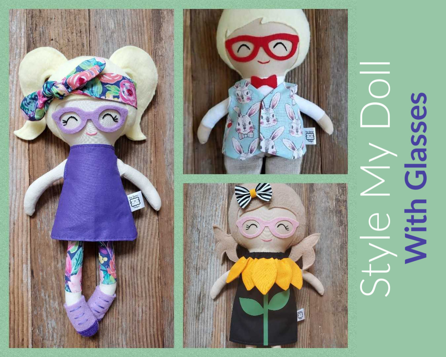 Modern rag doll Cloth doll Glasses doll Mini me glasses doll Custom cloth doll Doll with glasses Lookalike doll Fabric heirloom doll