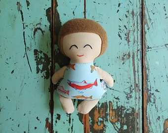 Pocket Doll, Ready to Ship, Alaskan Doll, Handmade Fabric Doll, Custom Cloth Doll, Doll with Accessories, Rag Doll, Fabric Doll, Small Doll