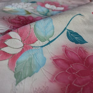 Vintage Kimono light pink with peony image 1