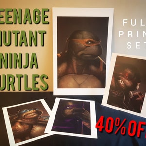 Teenage Mutant Ninja Turtles Art Set, Full Print Set, Michelangelo, Donatello, Leonardo, Raphael, Comic Book Art, TMNT, Ninja Turtles