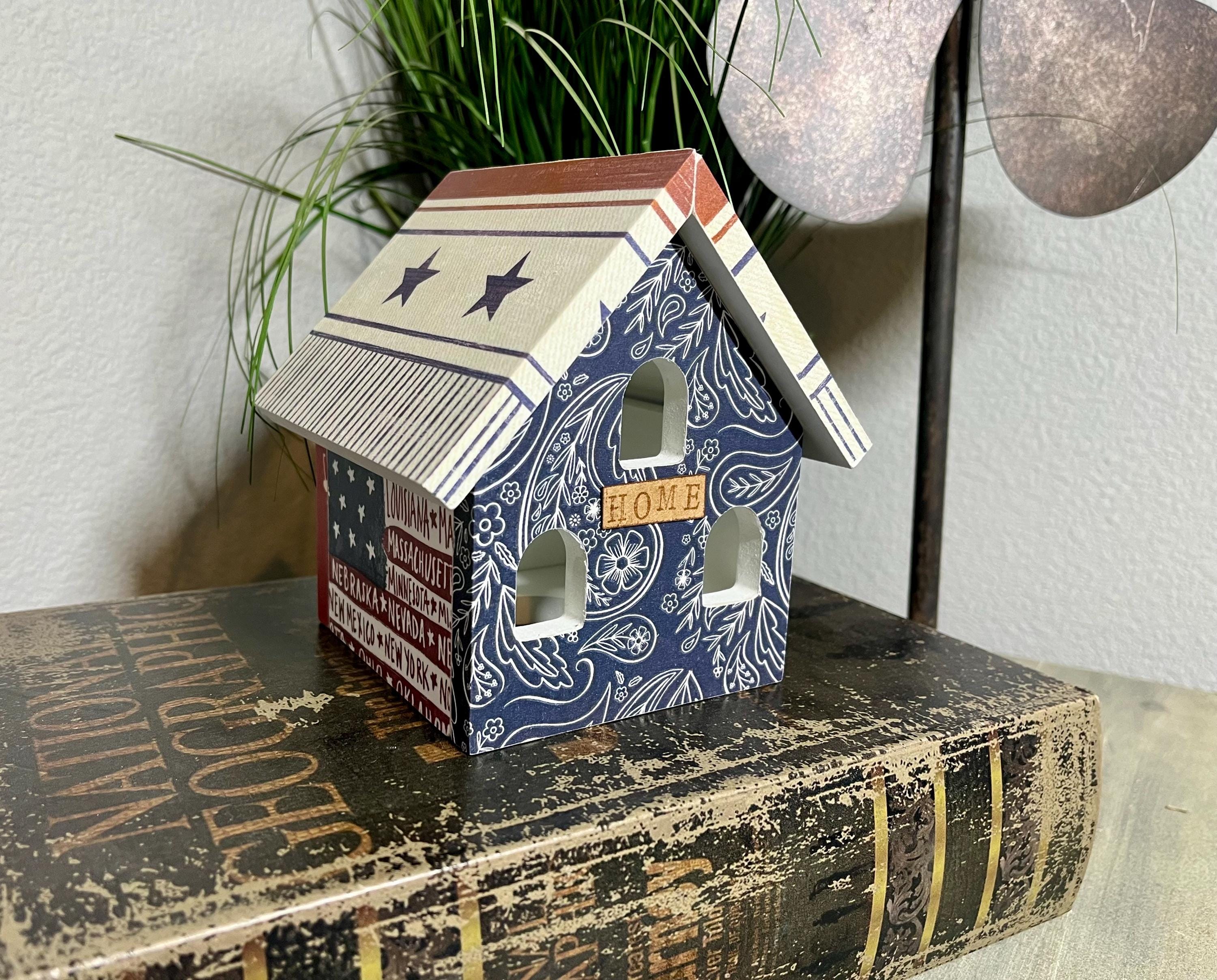Patriotic Mini Cozy Cottage, Shelf Decor, Home Decor