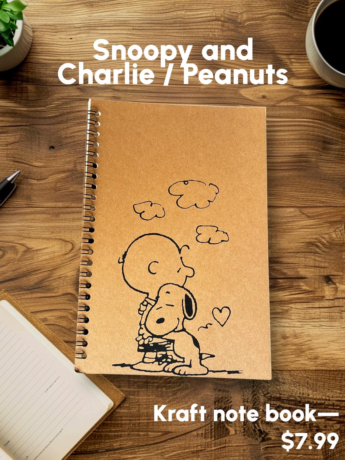 Snoopy and Charlie Brown / Peanuts /kraft Notebook / Journal / Blank - Etsy