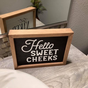 Double Sided Bathroom Sign – ‘Get Naked’ & ‘Sweet Cheeks’ Funny Decor