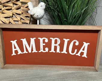 Patriotic wood sign / America / land of the free / double sided / shelf sitter