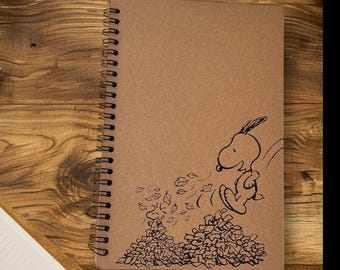 Snoopy in leaves / Peanuts /Kraft Notebook / Journal / lined paper