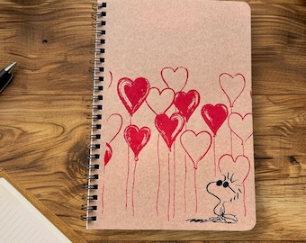 Woodstock Hearts / Snoopy Charlie Brown / Peanuts /Kraft Notebook / Journal / Blank