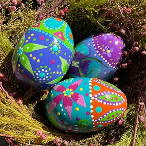 MOSAIC PATTERN Wooden EGGS, Hand Painted Eggs, Original Design, Bright Colors, Easter/Spring Decor, Easter Gift, Mothers Day Gift, Egg Art image 9