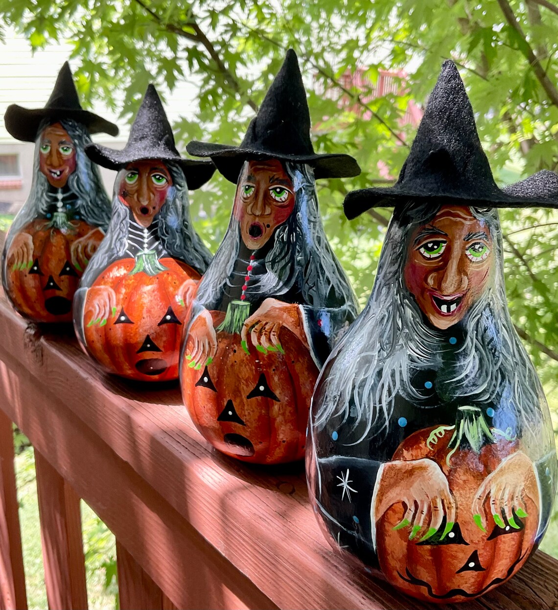 HALLOWEEN WITCH GOURD, Hand Painted Gourd, Halloween Decor, Unique ...