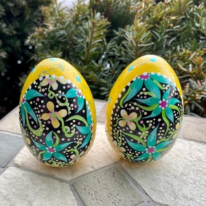 WOODEN MOSIAC EGG, Hand Painted Egg, Easter Decor, Spring Decor, Easter Gift, Mothers Day Gift, Birthday Gift, Egg Collectible, Egg Art Yellow