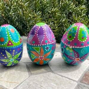 MOSAIC PATTERN Wooden EGGS, Hand Painted Eggs, Original Design, Bright Colors, Easter/Spring Decor, Easter Gift, Mothers Day Gift, Egg Art image 5