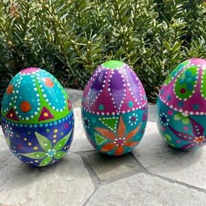 MOSAIC PATTERN Wooden EGGS, Hand Painted Eggs, Original Design, Bright Colors, Easter/Spring Decor, Easter Gift, Mothers Day Gift, Egg Art image 8