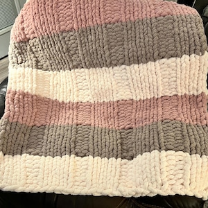 Chenille Yarn Blanket, Baby Shower Blanket, Boho Colors Blanket, Chunky Knit Blanket, Throw, Birthday Gift