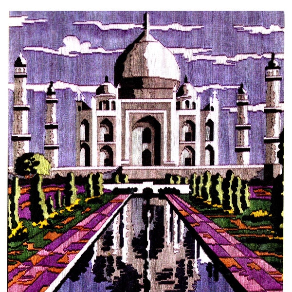 Anchor Stitch Kit - "TAJ MAHAL" Long Stitch Hand Embroidery DIY Kit - Fibre Art "symbol of love"