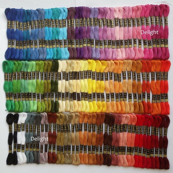 120 Anchor Cross Stitch Embroidery Cotton Thread Floss/ skeins in Solid Colors