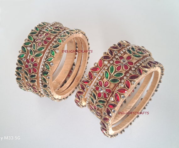 Ethnic Vintage Collection Indian Silk Thread Kundan Bangles in