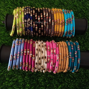 SILK Thread BANGLES in bright colors for CEREMONIAL use - Indian Festivals