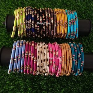 SILK Thread BANGLES in bright colors for CEREMONIAL use - Indian Festivals