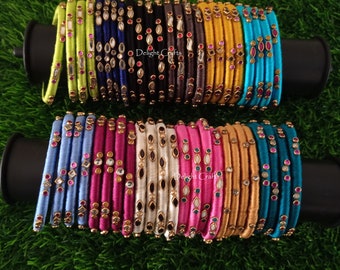 SILK THREAD BANGLES -  Set of 4 - Party Wear - Festival wear - Return Gift - Wedding gift