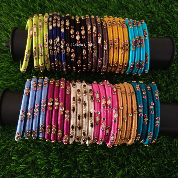 Multi Colour SILK THREAD BANGLES -  Set of 4 Bangles - Party Wear - Festival wear - Return Gift - Wedding gift