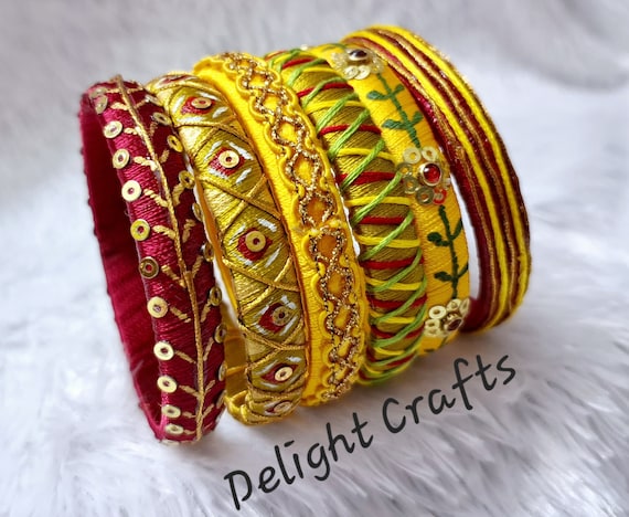 Multicolor silk 2024 thread bangles sets