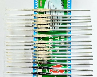 TULIP Stainless Steel Crochet Hooks - Made in JAPAN - Full Set of 17 Hooks for Fine Crochet Work