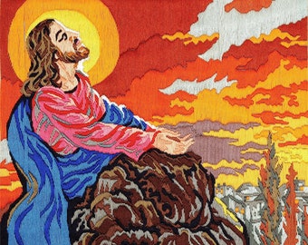 Kit de point d'ancrage - Kit de broderie à la main « JESUS-CHRIST in Gethsémané » - Art sur fibres