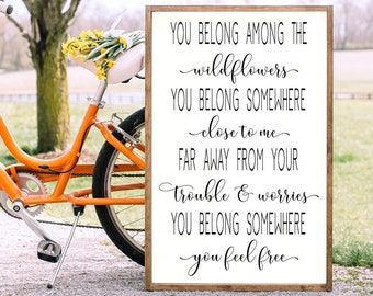 Wildflowers Sign: Framed Wood Farmhouse Wall Decor