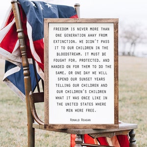 Patriotic Wall Art Ronald Reagan Freedom Quote Farmhouse Sign Military Sign Military Gift Military Wall Art Patriotic Decor